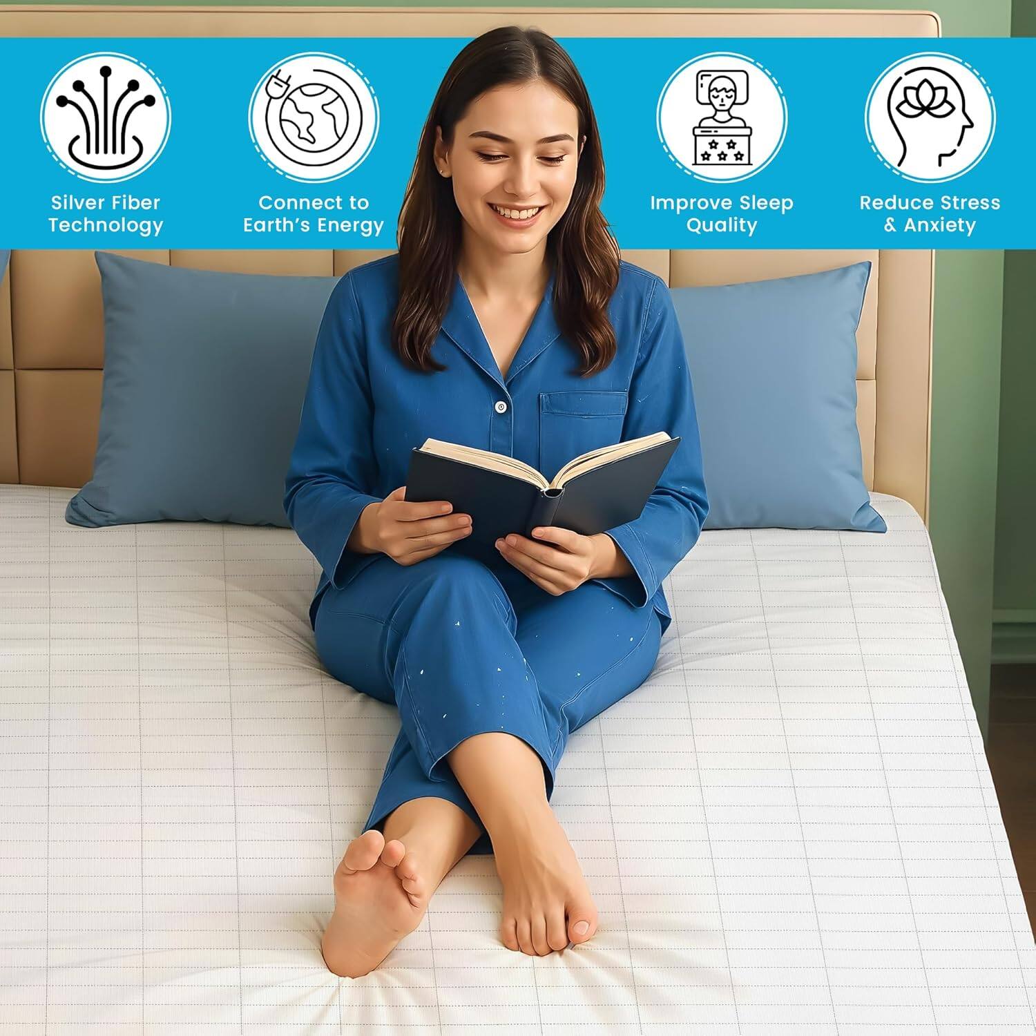 Silver Fiber Technology  
Connect to Earth's Energy  
Improve Sleep Quality  
Reduce Stress & Anxiety