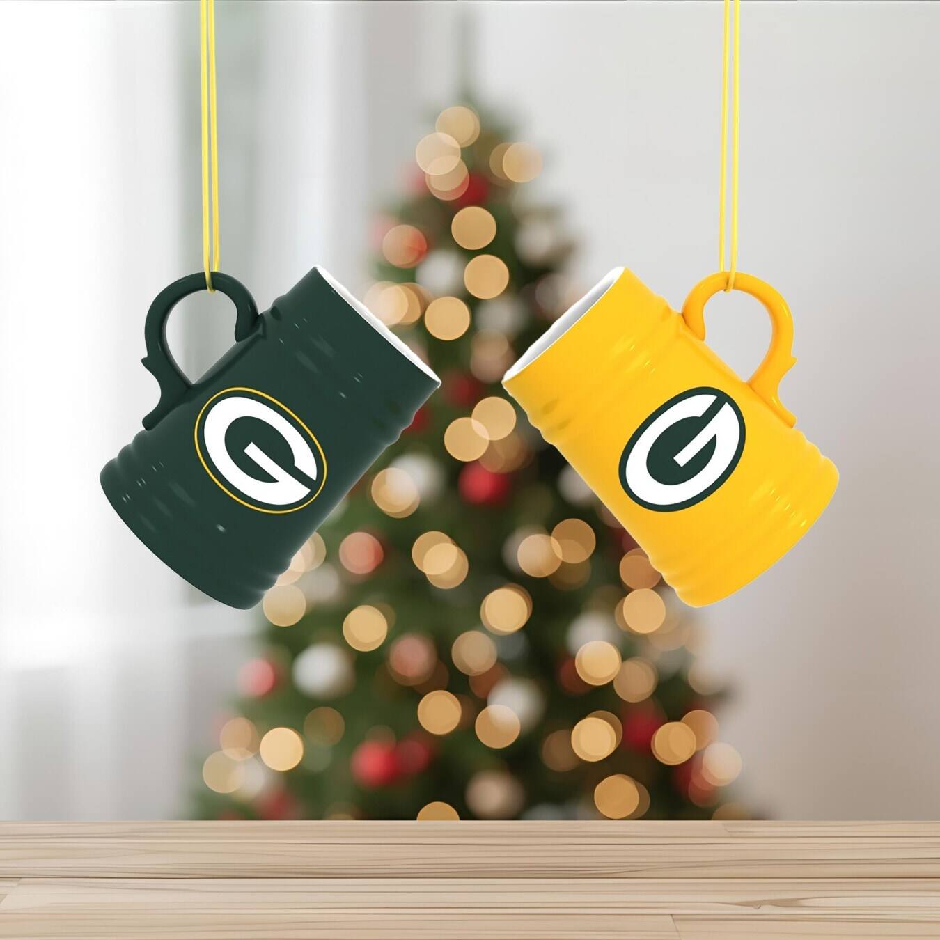 Alt View 3. Evergreen Enterprises - Green Bay Packers Two-Pack 3" Mini Stein Ornament Set - Multicolor.