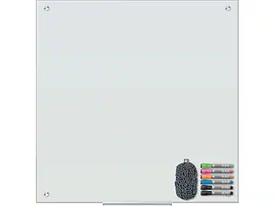 Front. U Brands - Glass Dry-Erase Whiteboard, 3' x 3'.