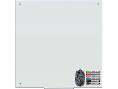 Front. U Brands - Glass Dry-Erase Whiteboard, 3' x 3'.