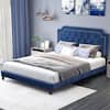 Front. Gymax - Gymax Queen Size Velvet Platform Bed w/ Button Tufted & Nailhead Trim Headboard - Blue.