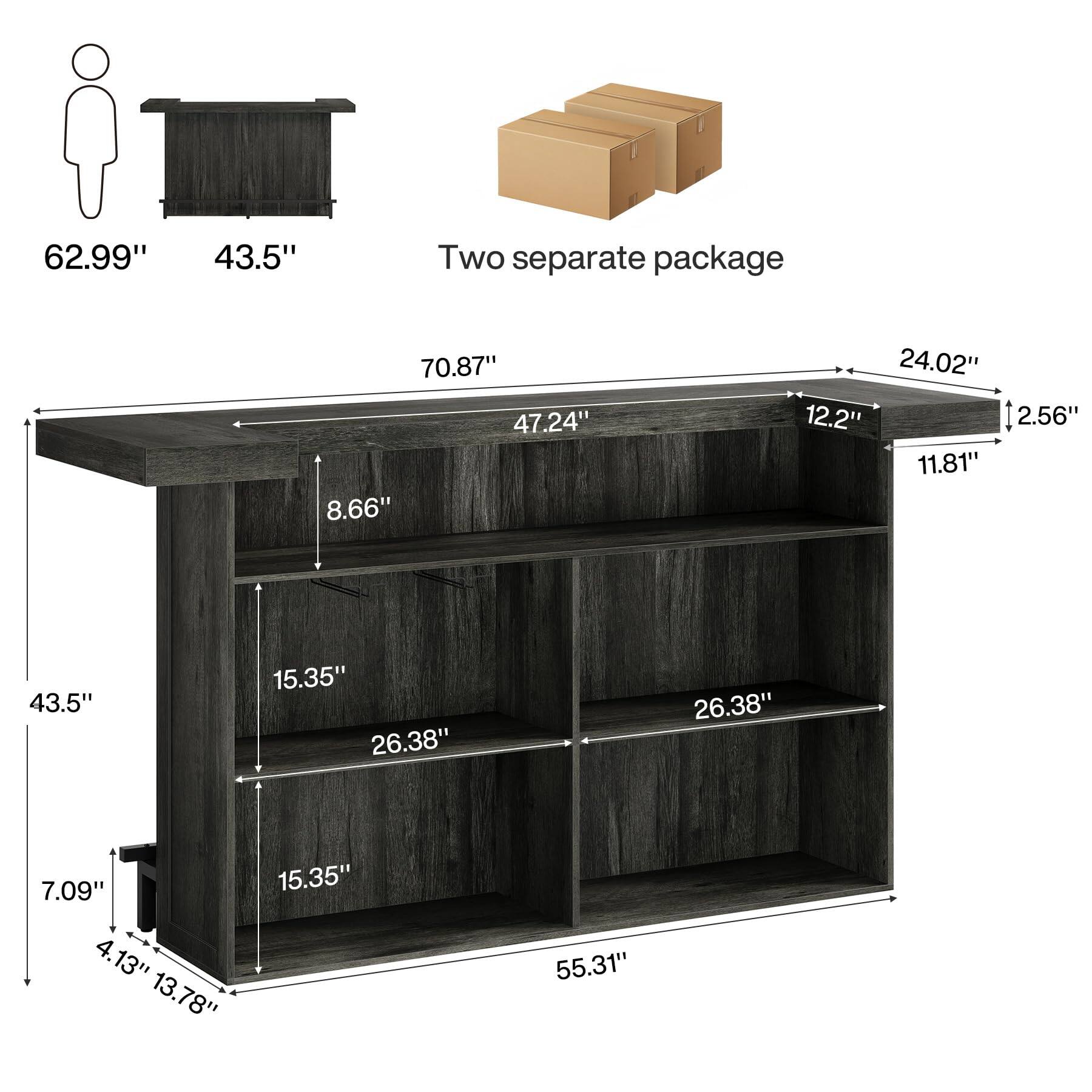 62.99"  
43.5"  
Two separate package  
70.87" 47.24" 8.66"  
24.02" 12.2" 2.56" 11.81"  
43.5"  
15.35" 26.38"  
26.38"  
7.09" 4.13" 13.78"  
15.35"  
55.31"
