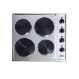SUMMIT - 24" Wide 230V 4-Burner Solid Disk Cooktop - Silver