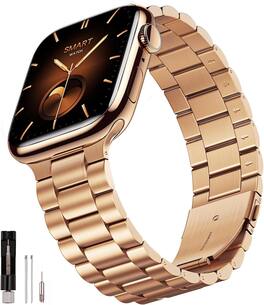 Core Tech - Stainless Steel Link Band for Apple Watch 49/46/45/44/42mm, Adjustable - Rose Gold