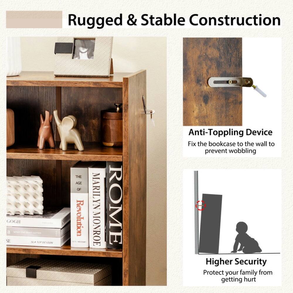 Rugged & Stable Construction

Anti-Topping Device
Fix the bookcase to the wall to prevent wobbling

Higher Security
Protect your family from getting hurt