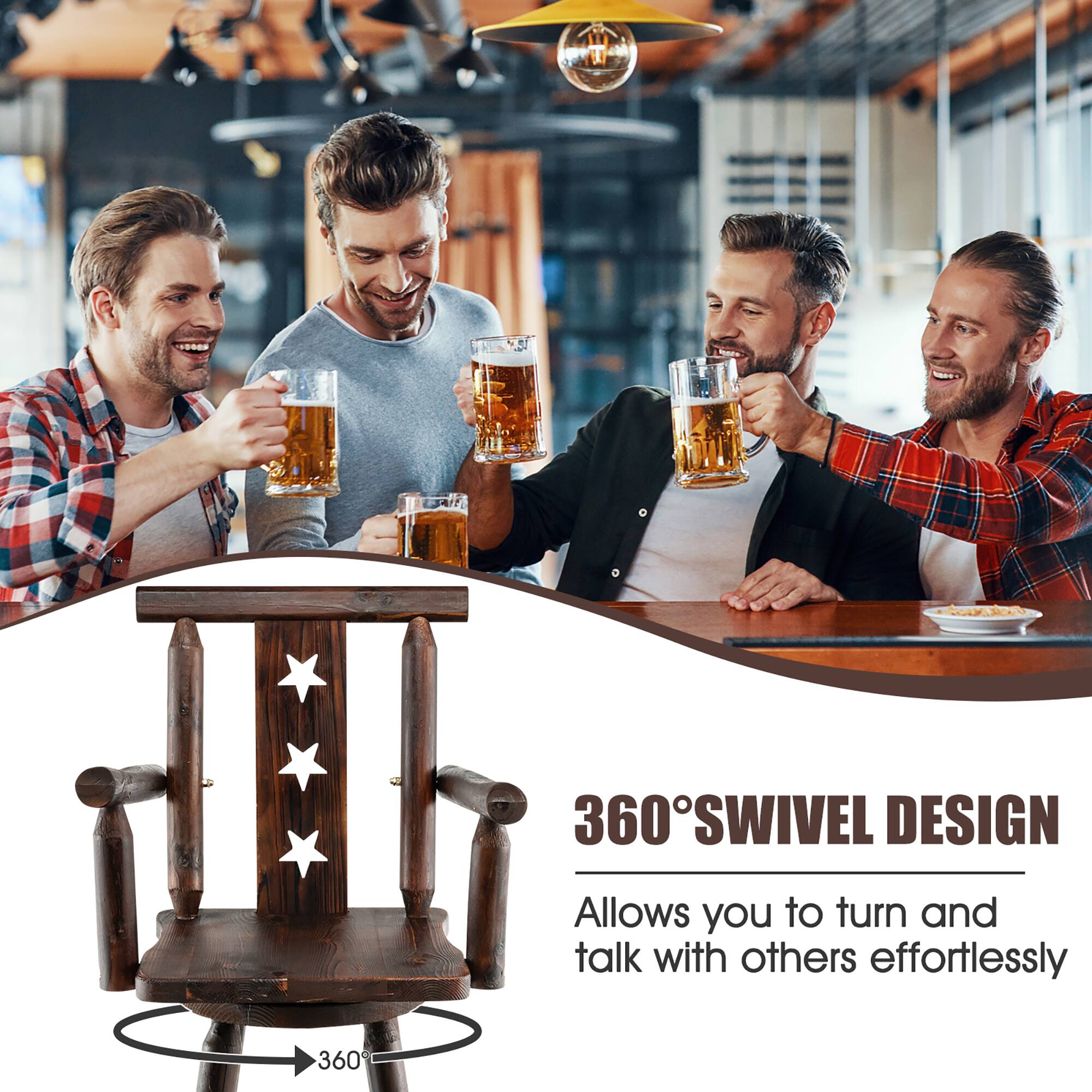 360° SWIVEL DESIGN  
Allows you to turn and talk with others effortlessly