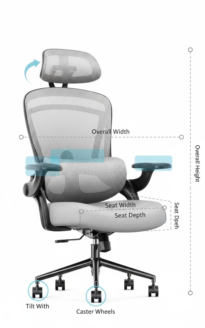 Overall Width  
Overall Height  
Seat Width  
Seat Depth  
Tilt With Caster Wheels