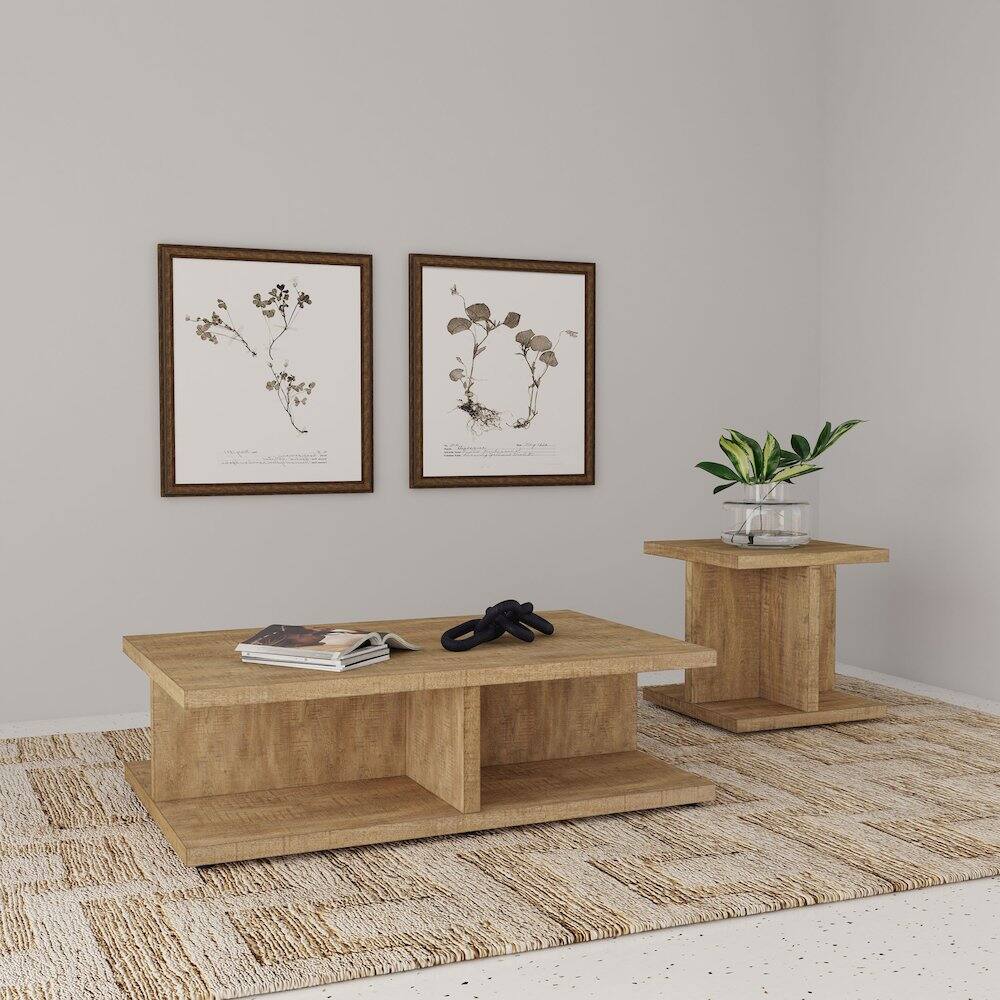 Angle. Coaster Co. of America - Cortona 2-piece Coffee and End Table Set Mango - Mango.