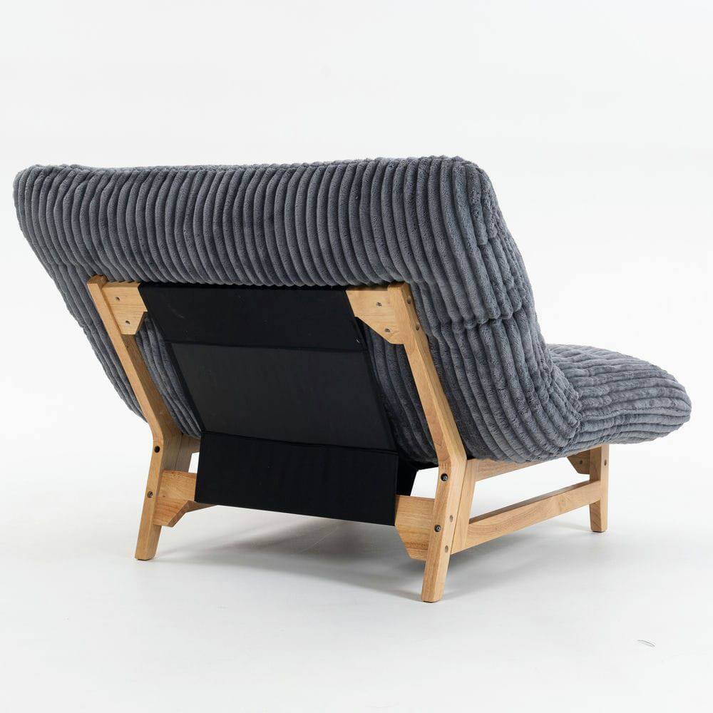 Left. Kadyn - Bean Bag Chair for Adults, Corduroy Fabric Armless Lazy Sofa with Backrest for Living Room & Bedroom, Dark Gray - Gray.