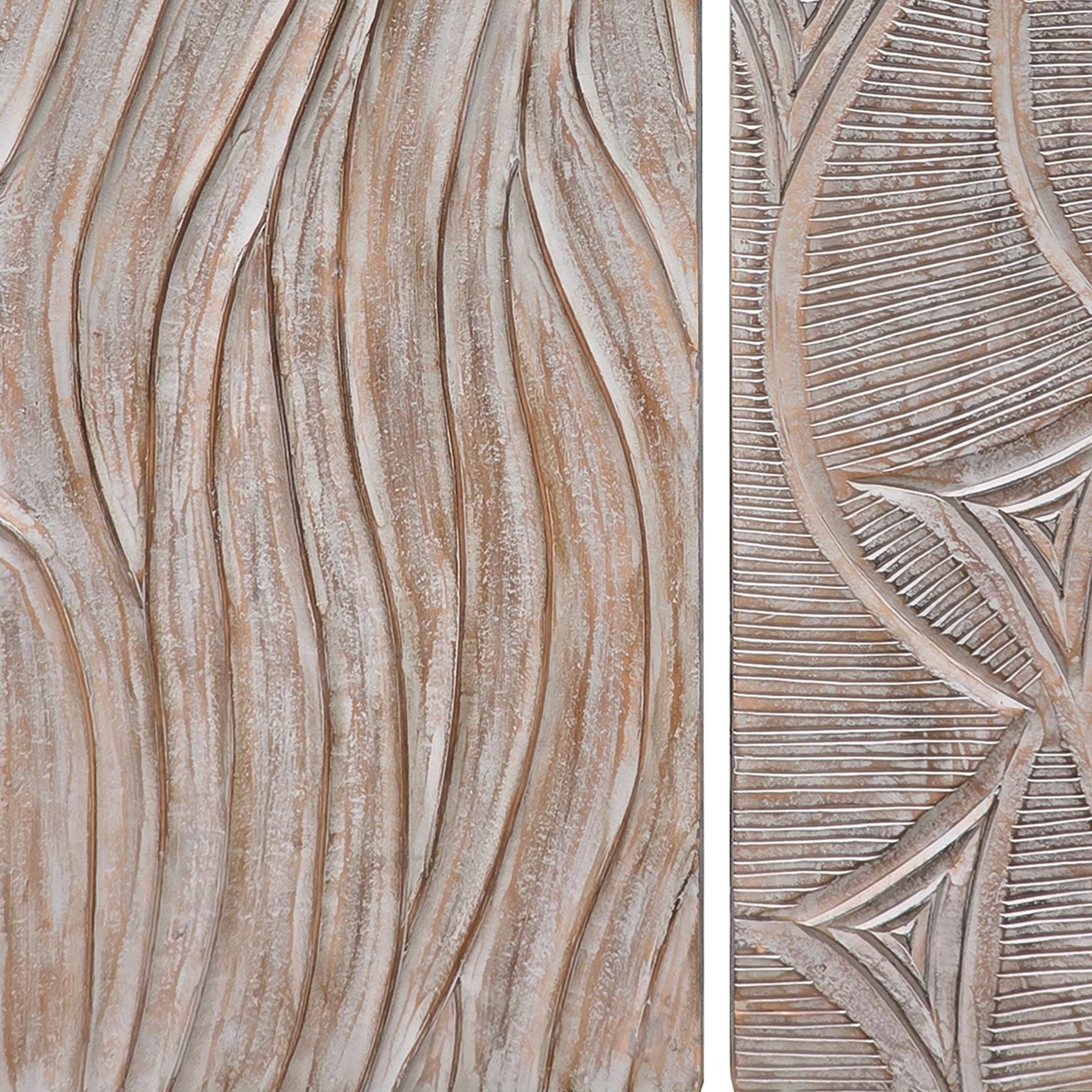 Alt View 4. Manhattan Lane - 2pc Wood Wall Art Panels | 16x48 Inch Abstract Geometric and Wave Pattern Décor - Distressed Gray.