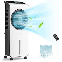 Costway - Evaporative Air Cooler 3-in-1 Portable Swamp Cooling Fan w/ 12H Timer Remote - White