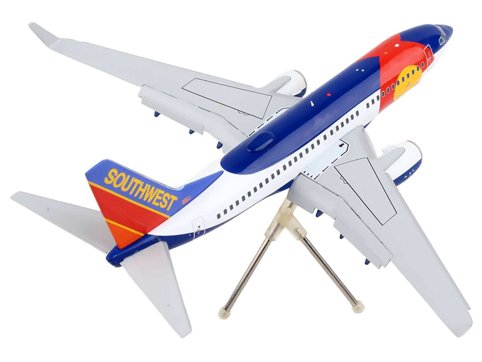 Alt View 2. GeminiJets - Boeing 737-700 Commercial Aircraft with Flaps Down Configuration White and Blue 1/200 Model Airplane by GeminiJets.