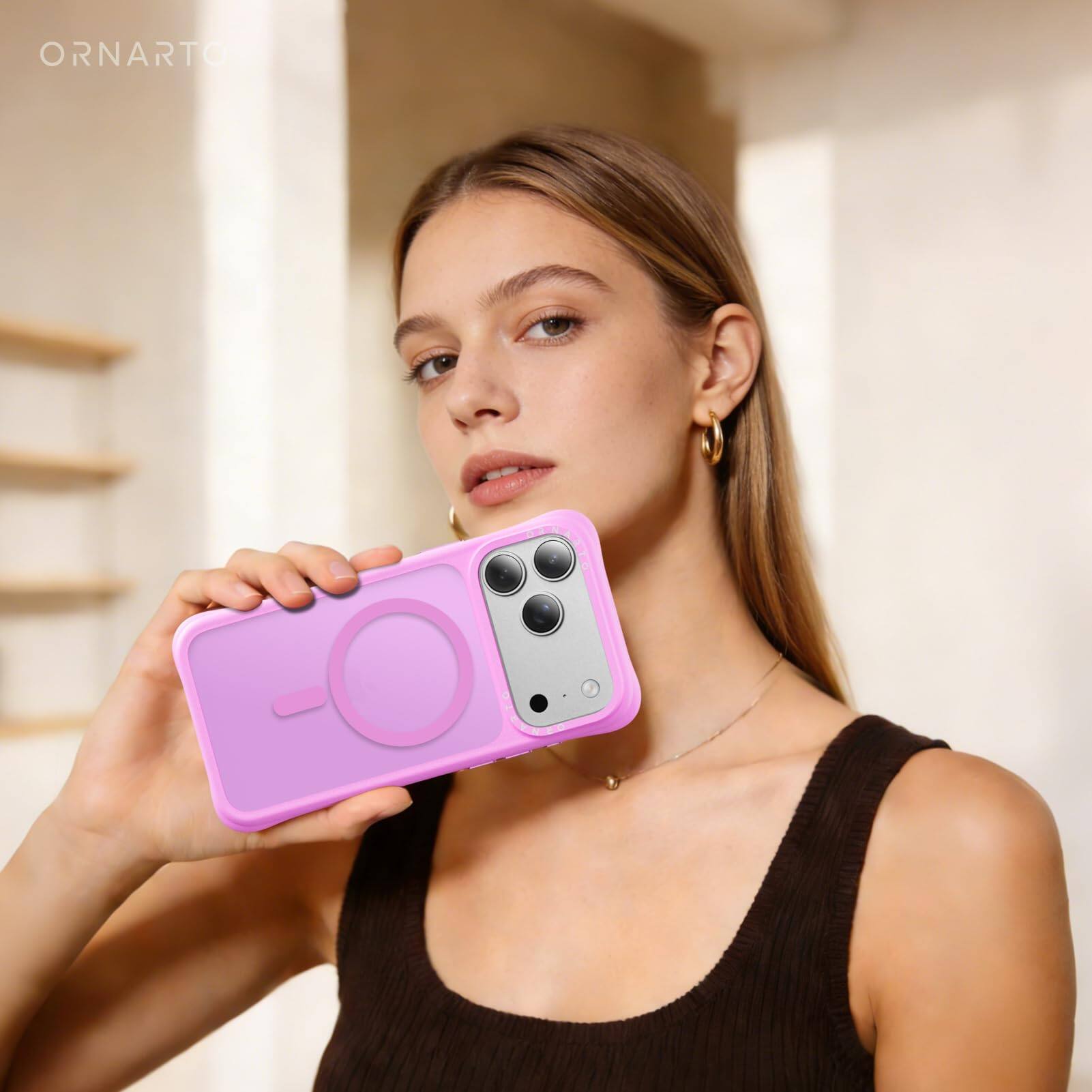 Alt View 8. Ornarto - ORNARTO Magnetic for iPhone 17 Pro Case 6.3", Compatible with MagSafe | Slim Translucent Matte Cover-Cherry Blossom - Cherry Blossom.