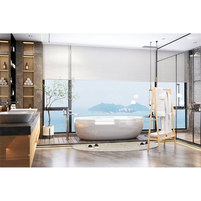 Alt View 2. ALEXOUN - Bamboo Ladder Towel Rack with Storage Shelf - 30.16" x 12.01" x 51.69", Bamboo, Chinese Style, Suitable for Bathroom - Neutral.