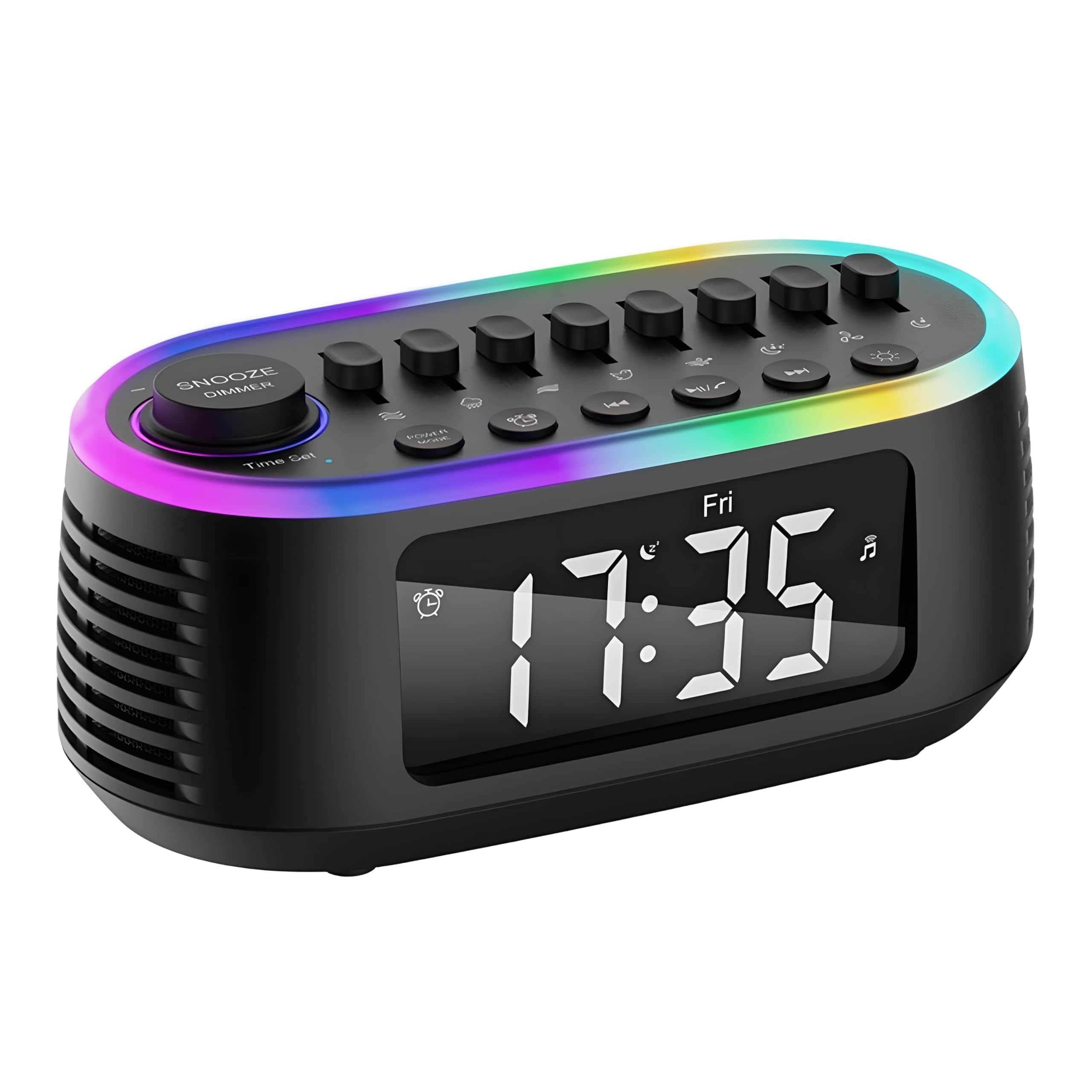 Dazzed Corner - Alarm Clock, Digital Large Alarm Clock with 8-in-1 RGB Colors - Black