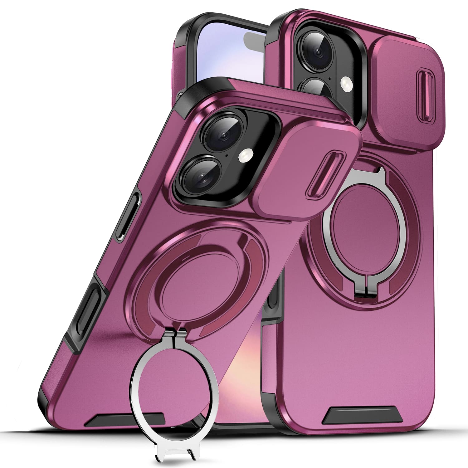 UUCOVER - Magnetic Case with Slide Camera Cover and 360° Ring Stand for Apple iPhone 17 - Heavy Duty Drop Protection Phone Cover - Cherryred price history on PriceWatchPro