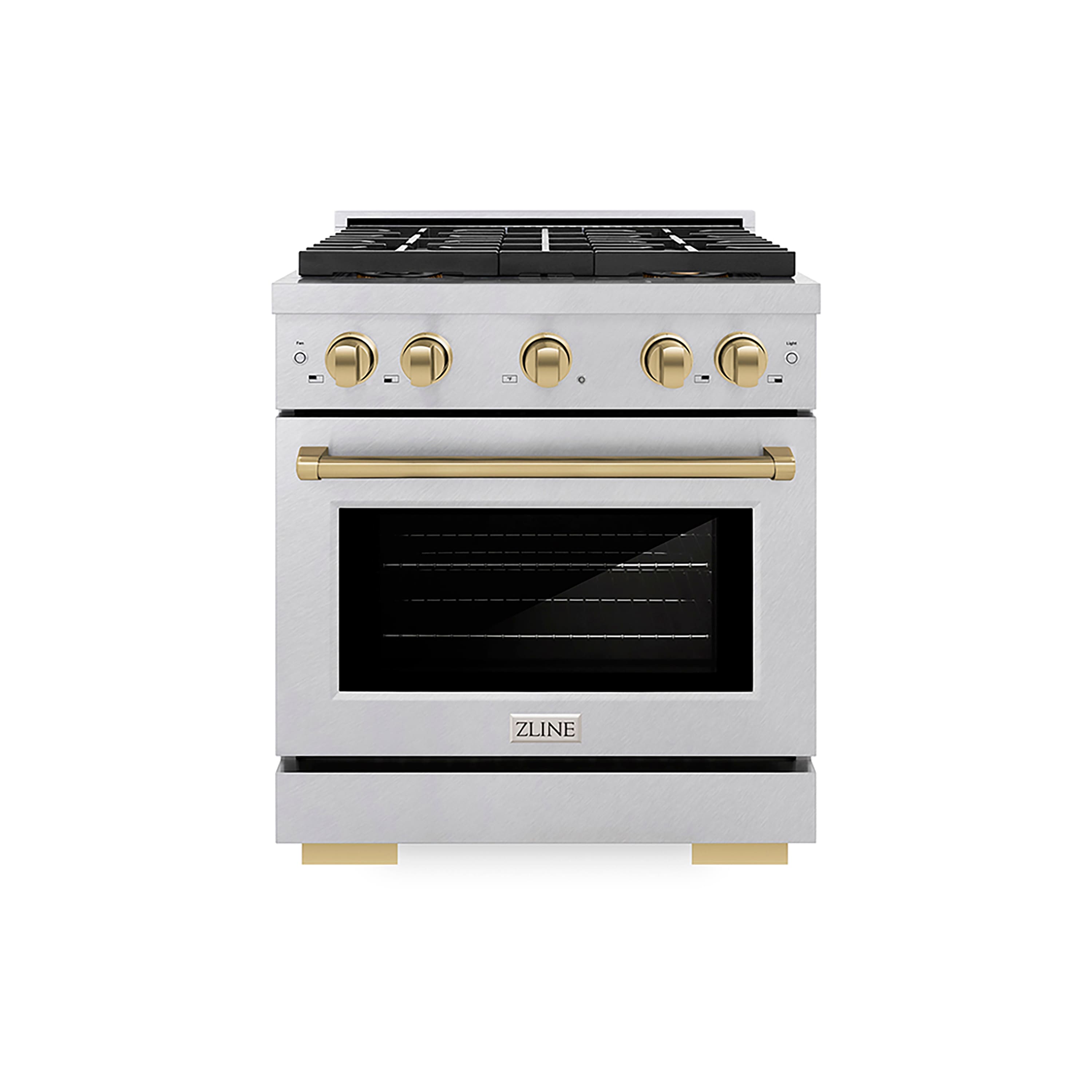 ZLINE - Autograph 30 in. 4.2 cu. ft. Freestanding Paramount Dual Fuel Range w/ DuoPro Cooktop in Satin Steel & Bronze Accents - Stainless Steel - Front_Zoom