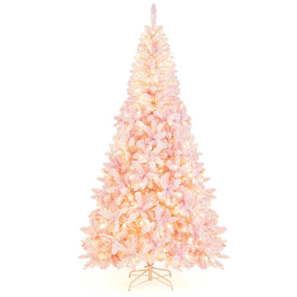 Back. Kadyn - Christmas Tree,Home Party Christmas Tree Decorations,7.5 Feet Flocked Christmas Tree - Pink.