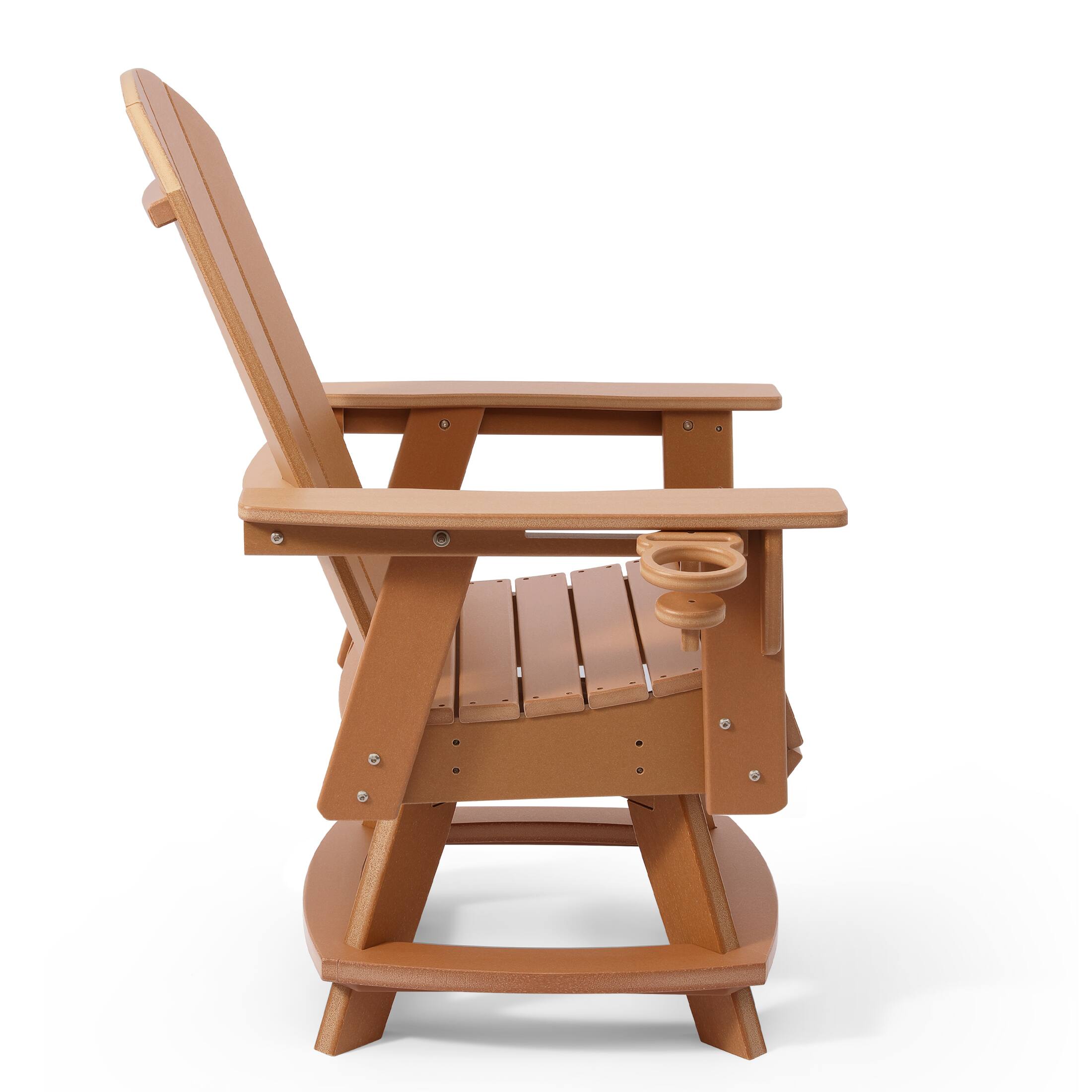 Left. WestinTrends - WestinTrends Malibu Outdoor HDPE Swivel Adirondack Patio Dining Chair With Cup Holder - Teak.
