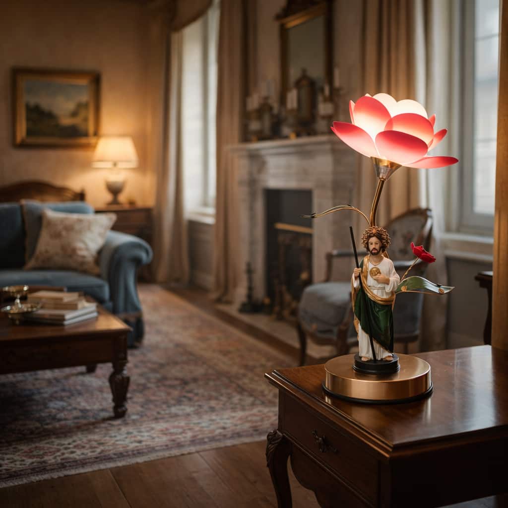 Photos - Desk Lamp SAN FC Design - 16"H Multicolor  Judas Tadeo Religious Statue with Rose Gold Color Base Touch Lamp DG-MD82105 