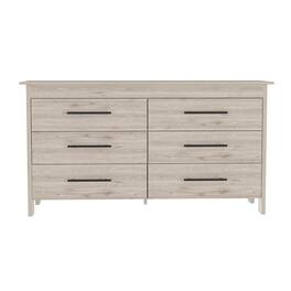 TuHome - Hms 6 Drawer Double Dresser, Four Legs, Superior Top, Six Drawers - Light Gray