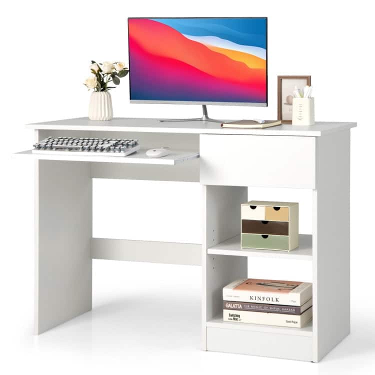 Kadyn - Wooden Computer Desk with CPU Stand- Home Office Desks, Gaming Computer Desks for Study,Working,Writing - White