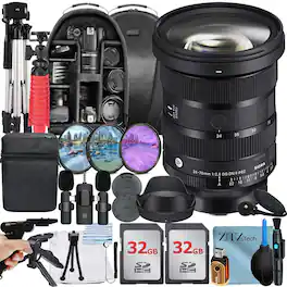 Sigma - 24-70mm f/2.8 DG DN II Art Lens Sony E Mount Bundle with 2x 32GB Card + Case + ZeeTech Accessory Bundle - Black