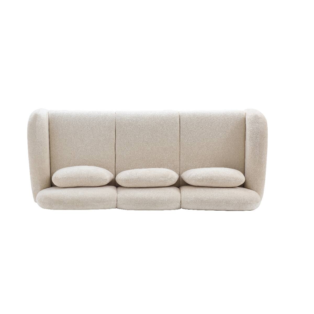 Alt View 1. Ropilly - Ropilly 78 Inch Boucle Sofa, 3 Seater Upholstered Sofa with 3 Pillows, Beige Apartment Size Sofa - Beige.