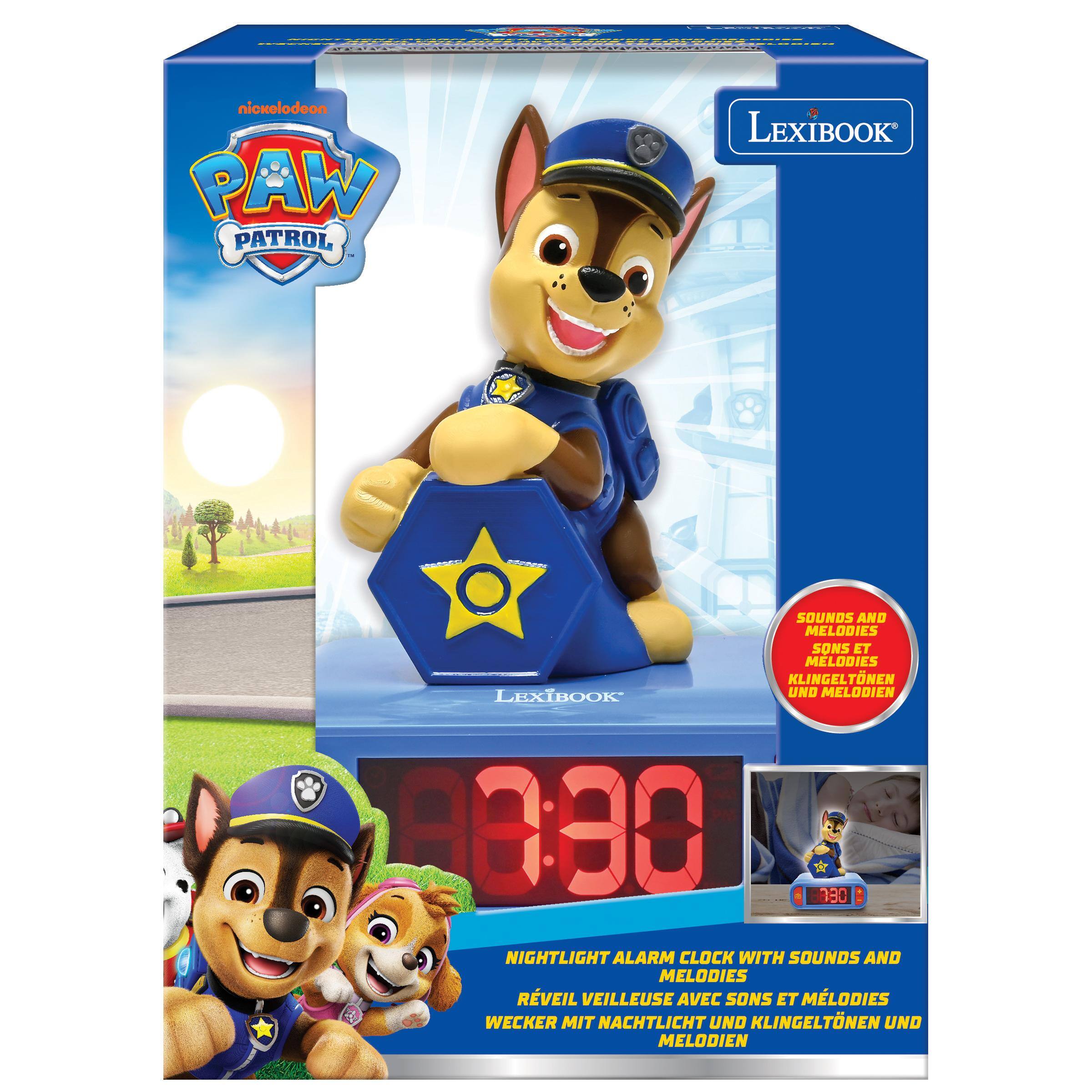 nickelodeon PAW PATROL  
LEXIBOOK  
SOUNDS AND MELODIES SONS ET MELODIES KLINGELTONEN UND MELODIEN  
330 80 NIGHTLIGHT ALARM CLOCK WITH SOUNDS AND MELODIES RVEIL VEILLEUSE AVEC SONS ET MELODIES WECKER MIT NACHTLICHT UND KLINGELTONEN UND MELODIEN