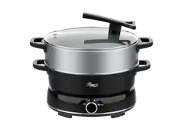 Rosewill - 12.7 QT Electric Hot Pot, Split Design, 11.8" Pot, SUS Basket, 1600W, Includes Utensils - Black