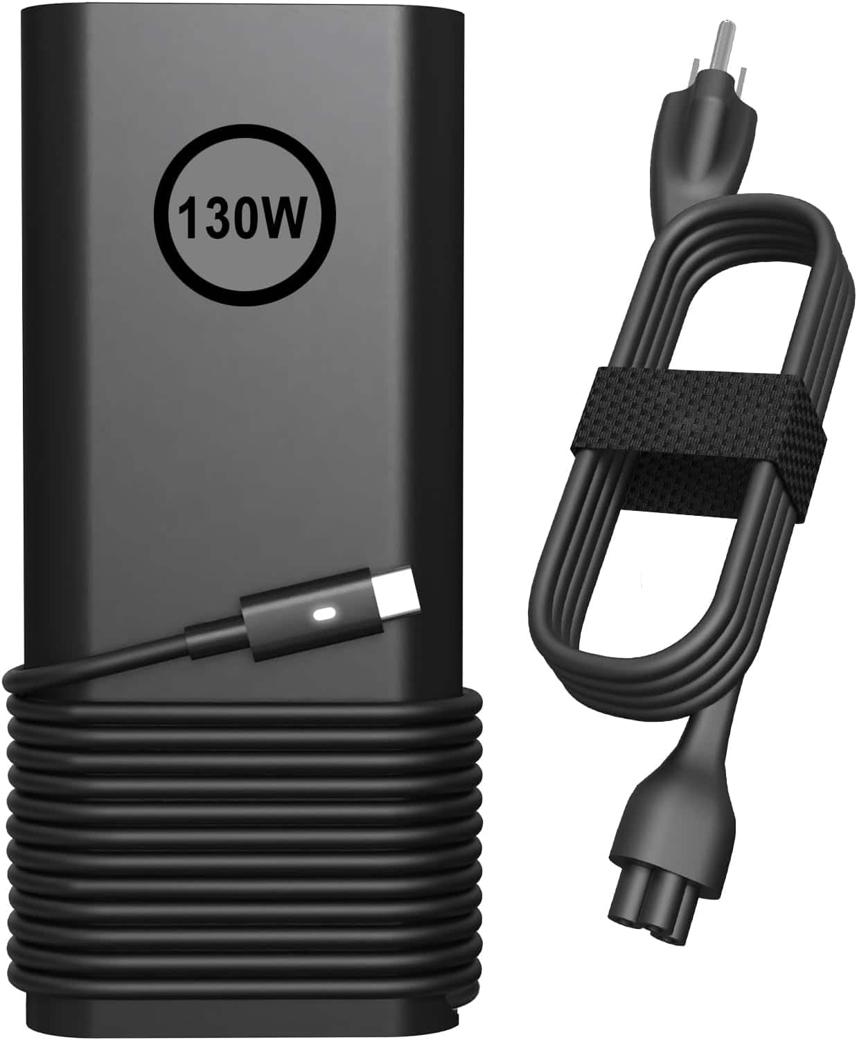 Core Tech - 130W USB-C Laptop Charger for Dell XPS 15/17, Precision & Latitude Series with Power Cord - Black