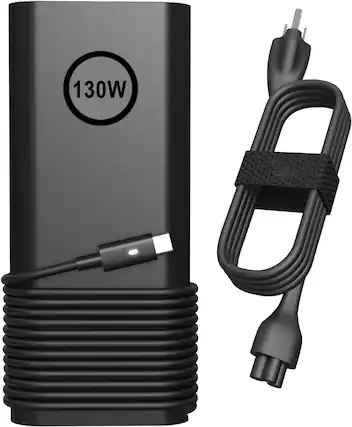 Front. Core Tech - 130W USB-C Laptop Charger for Dell XPS 15/17, Precision & Latitude Series with Power Cord - Black.