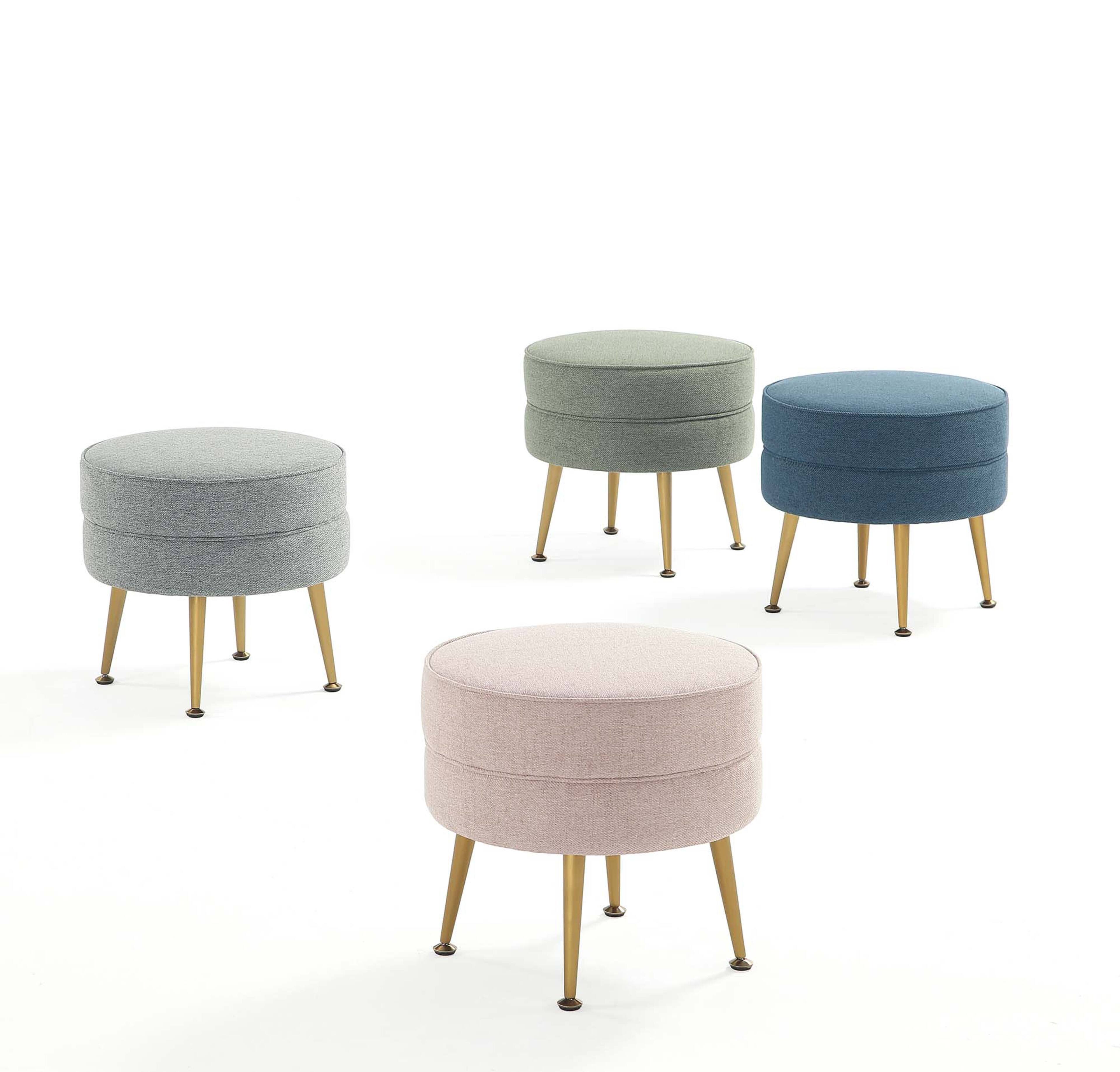 Manhattan Comfort - Bailey Mid-Century Modern 1-Piece Accent Ottoman - Blue, Gray, Wheat and Sage Green