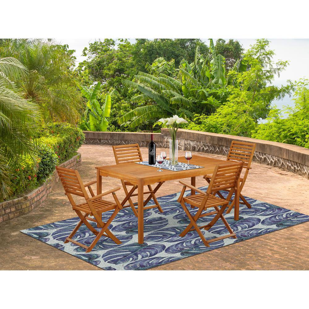 Alt View 1. East West Furniture - Wooden Patio Set Natural Oil - Brown.