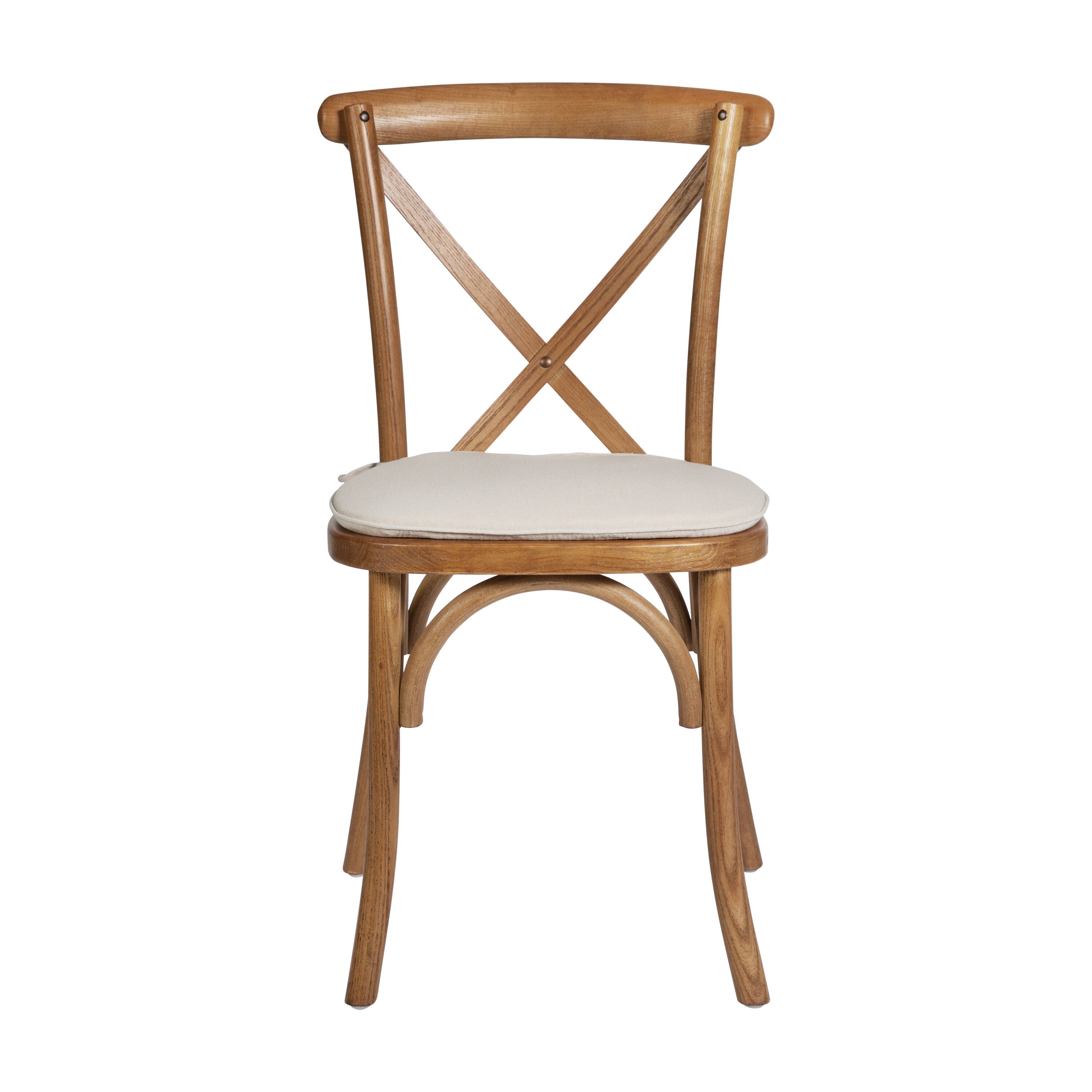Alt View 7. Emma + Oliver - Stackable Wood Cross Back Dining Chair with Cushion - Pecan.
