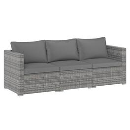 Boyel Living - 3-Piece Patio Sectional Sofa Set PE Rattan Modular Couch with Soft Cushions 26.5-in L x 24.5-in W x 24.5-in H - Gray