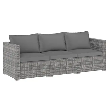 Front. Boyel Living - Gray 3-Piece Patio Sectional Sofa Set PE Rattan Modular Couch with Soft Cushions 26.5-in L x 24.5-in W x 24.5-in H - Gray.