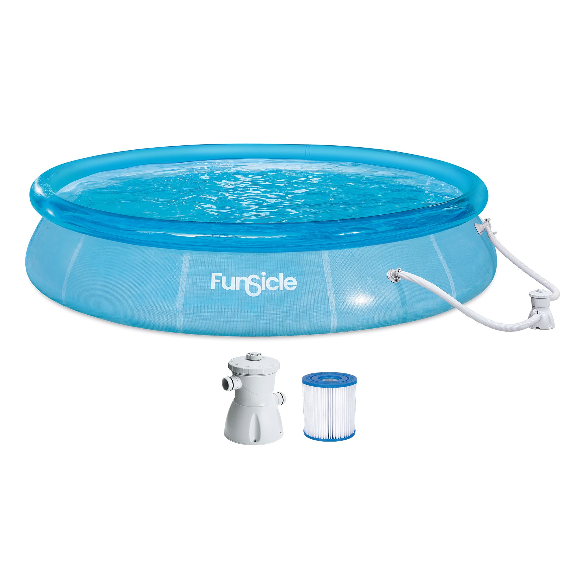 Funsicle - 12'x30" Sea-Thru QuickSet Inflatable Ring Top Outdoor Above Ground Pool - Blue
