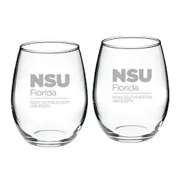 Jardine - Nova Southeastern Sharks 21oz. 2-Piece Stemless Wine Glass Set - Multicolor