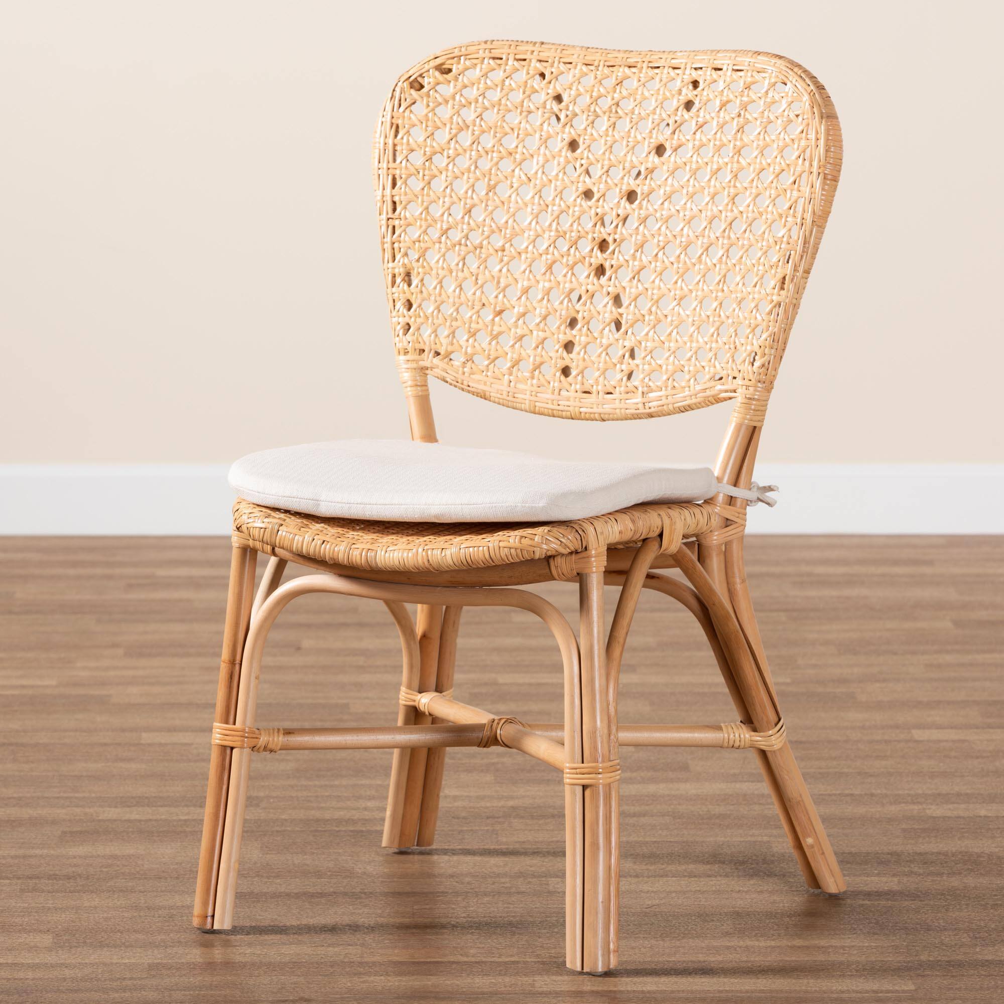 Alt View 5. bali & pari - Nadira Modern Bohemian Finished Rattan Dining Chair - Natural Brown.