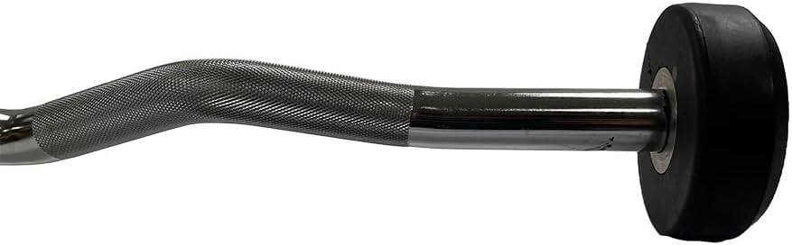 Alt View 1. Amber Sporting Goods - Rubber Coated Pre-Weighted Curl Bar, Alloy Steel, Secure Knurled Grip, Enhanced Comfort, 100 lb - Chrome.