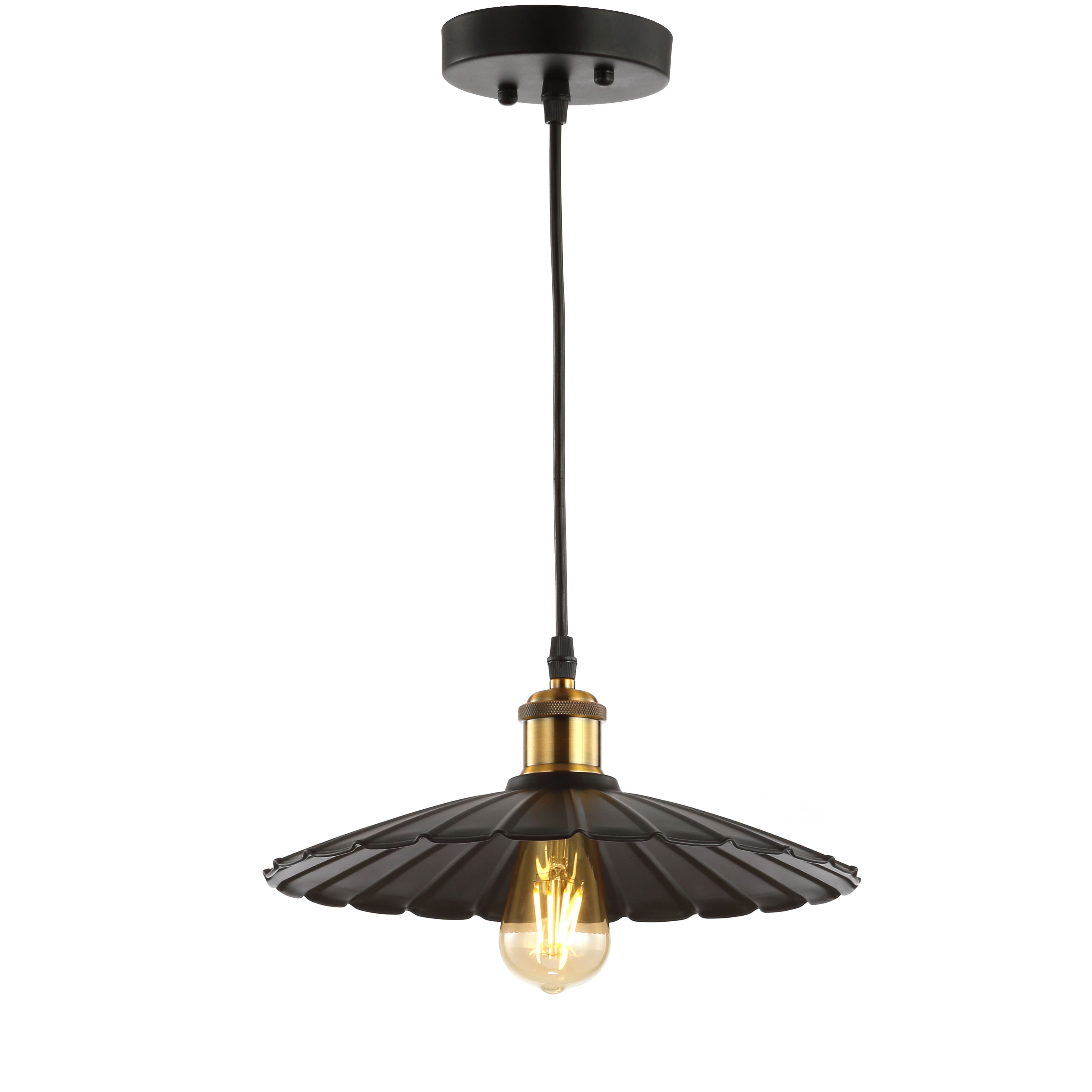 "Jonathan Y - Lotus 12.25"" Adjustable Metal LED Pendant - Brass Gold/Black" price history on PriceWatchPro