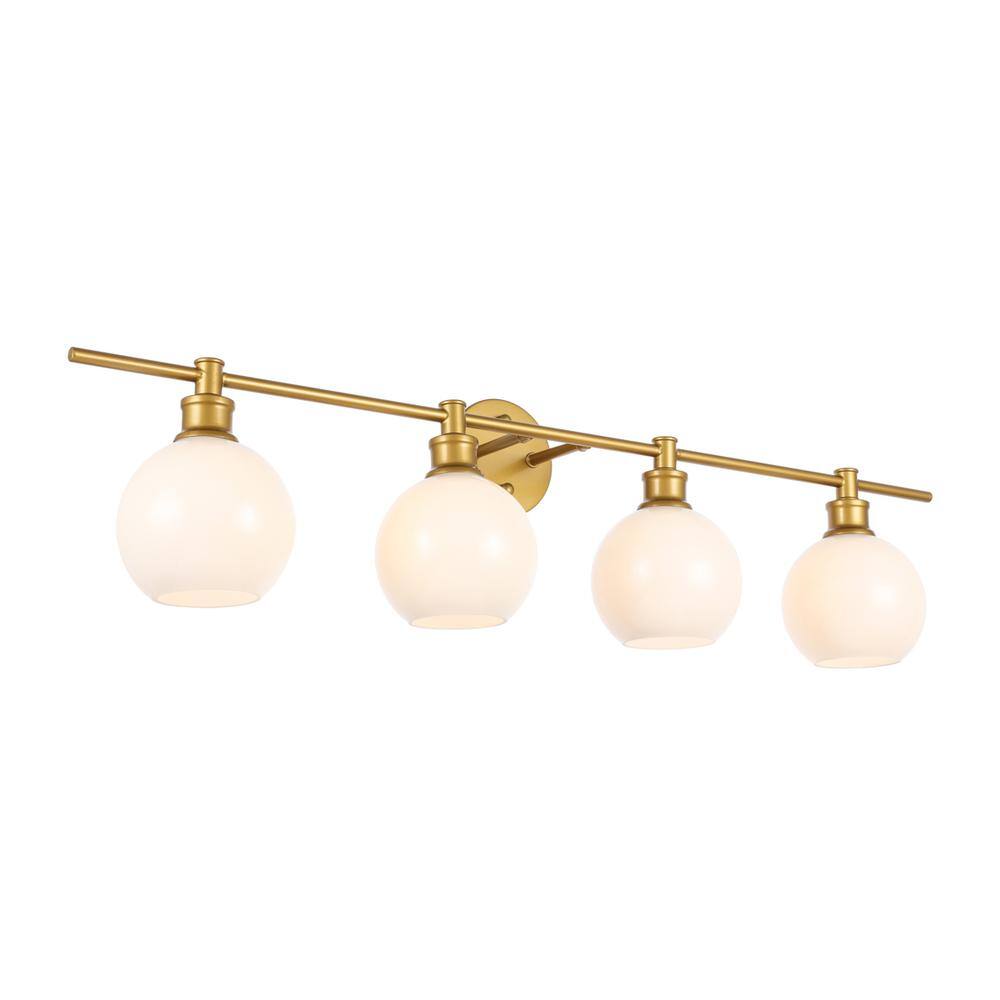 Angle. Living District - Collier 4 light Brass and Frosted white glass Wall sconce - Brass And Frosted White Glass.