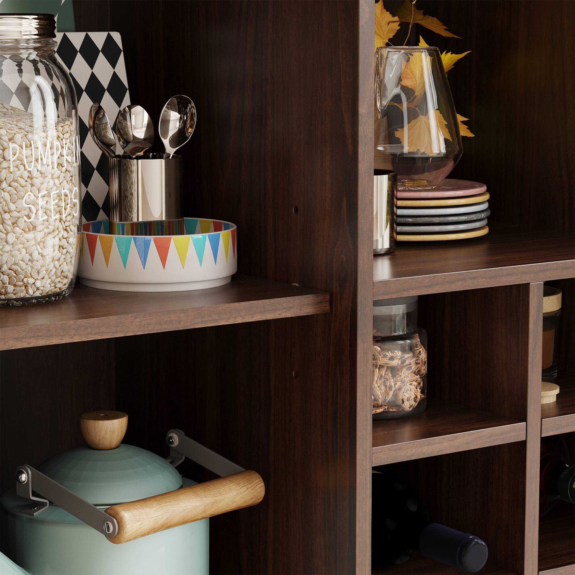 Alt View 5. Boyel Living - Sideboard Cabinet with Storage 34 Inch Wine Bar Cabinet with Wine Racks Buffet Cabinets - Walnut.