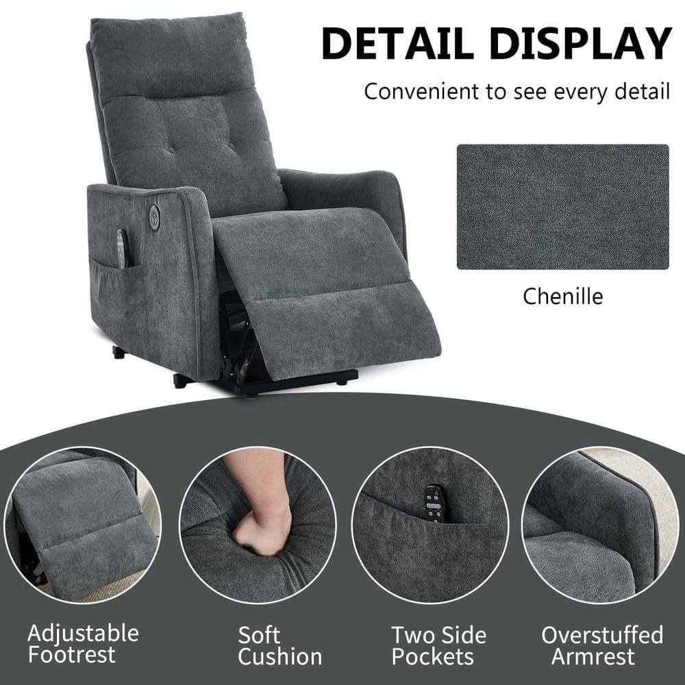 DETAIL DISPLAY  
Convenient to see every detail  

Chenille  

Adjustable Footrest  
Soft Cushion  
Two Side Pockets  
Overstuffed Armrest