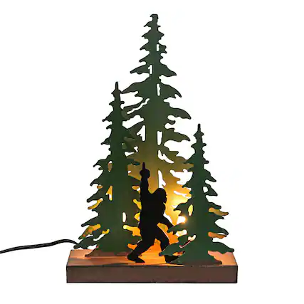Front. Zeckos - Rustic Metal Rude Bigfoot In Forest Accent Lamp Decorative Sasquatch Home Decor - Multicolored.