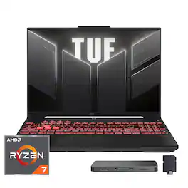 ASUS - TUF Gaming A16 16" Laptop,Ryzen 7 7445HS,NVIDIA GeForce RTX 4050,16GB DDR5,512GB SSD+1TB Dock Set,Win 11 - Gray