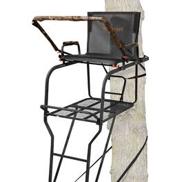 Big Game Treestands - Big Game Hunter HD 1.5 Deer Hunting Ladder Climbing Tree Stand w/Extra Wide Seat - Black