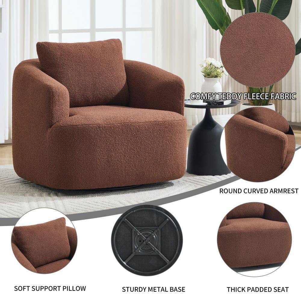 COMFY TEDDY FLEECE FABRIC  
ROUND CURVED ARMREST  
SOFT SUPPORT PILLOW  
STURDY METAL BASE  
THICK PADDED SEAT