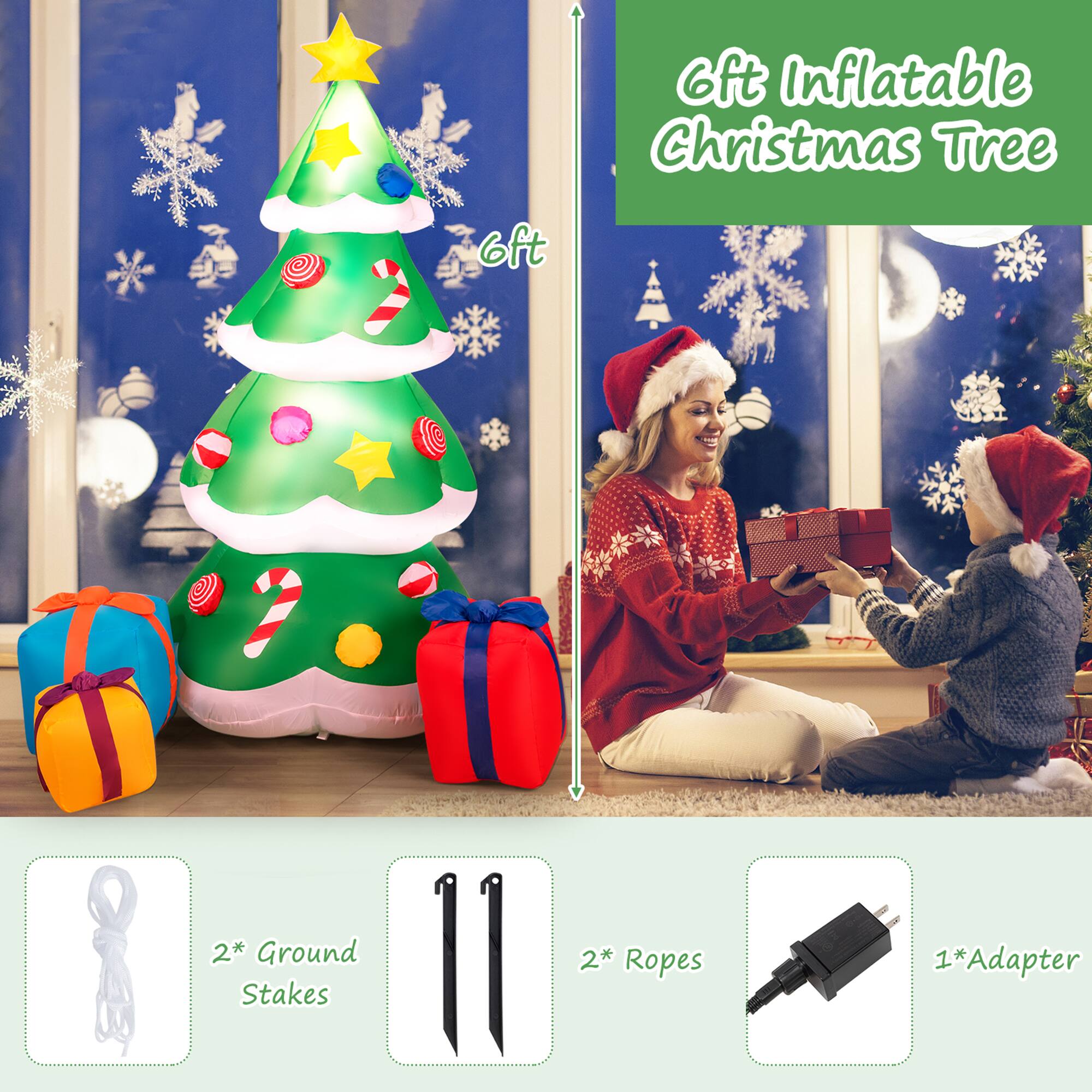 6ft Inflatable Christmas Tree

Gift Inflatable Christmas Tree

2* Ground Stakes

2* Ropes

1* Adapter